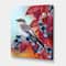 Designart - Little Gray Bird On Red Autumn On Blueberry Twig - Traditional Canvas Wall Art Print